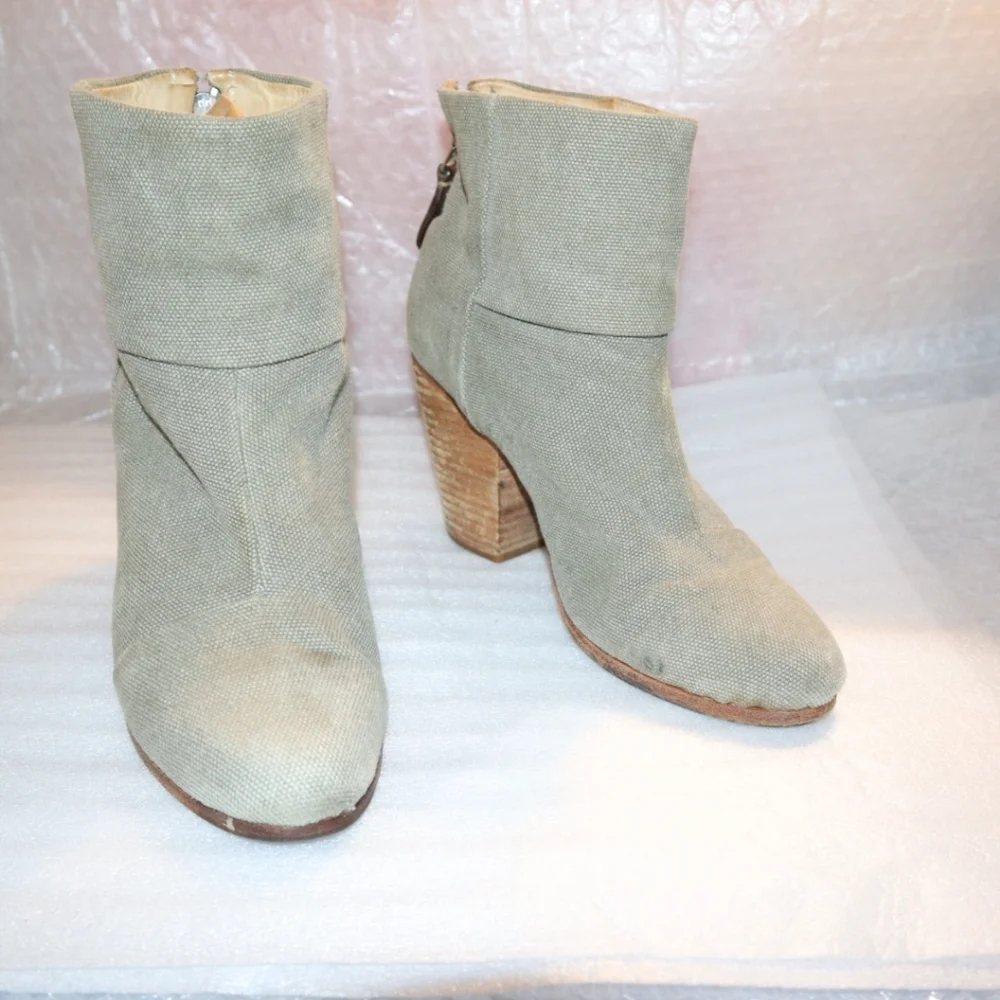 RAG & BONE Stonewall Green Classic Newbury Ankle Boots Size 38 USA 8 - Picture 3 of 9
